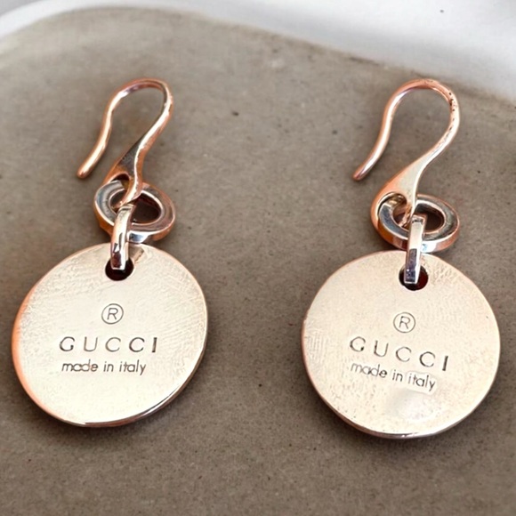 Authentic Gucci Sterling Silver 925 Round Logo Dangle Earrings! - Picture 5 of 16